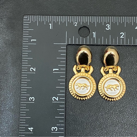 Unsigned Vintage 80’s Gold-tone Panther Door Knocker Earrings 13.7g - Picture 10 of 12